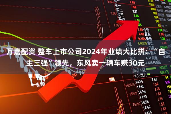 万嘉配资 整车上市公司2024年业绩大比拼：“自主三强”领先，东风卖一辆车赚30元