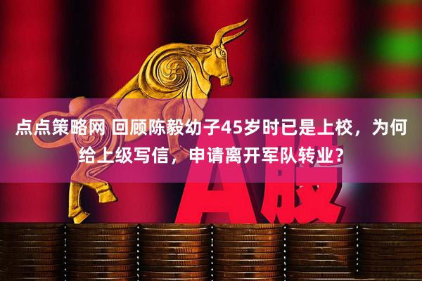 点点策略网 回顾陈毅幼子45岁时已是上校，为何给上级写信，申请离开军队转业？